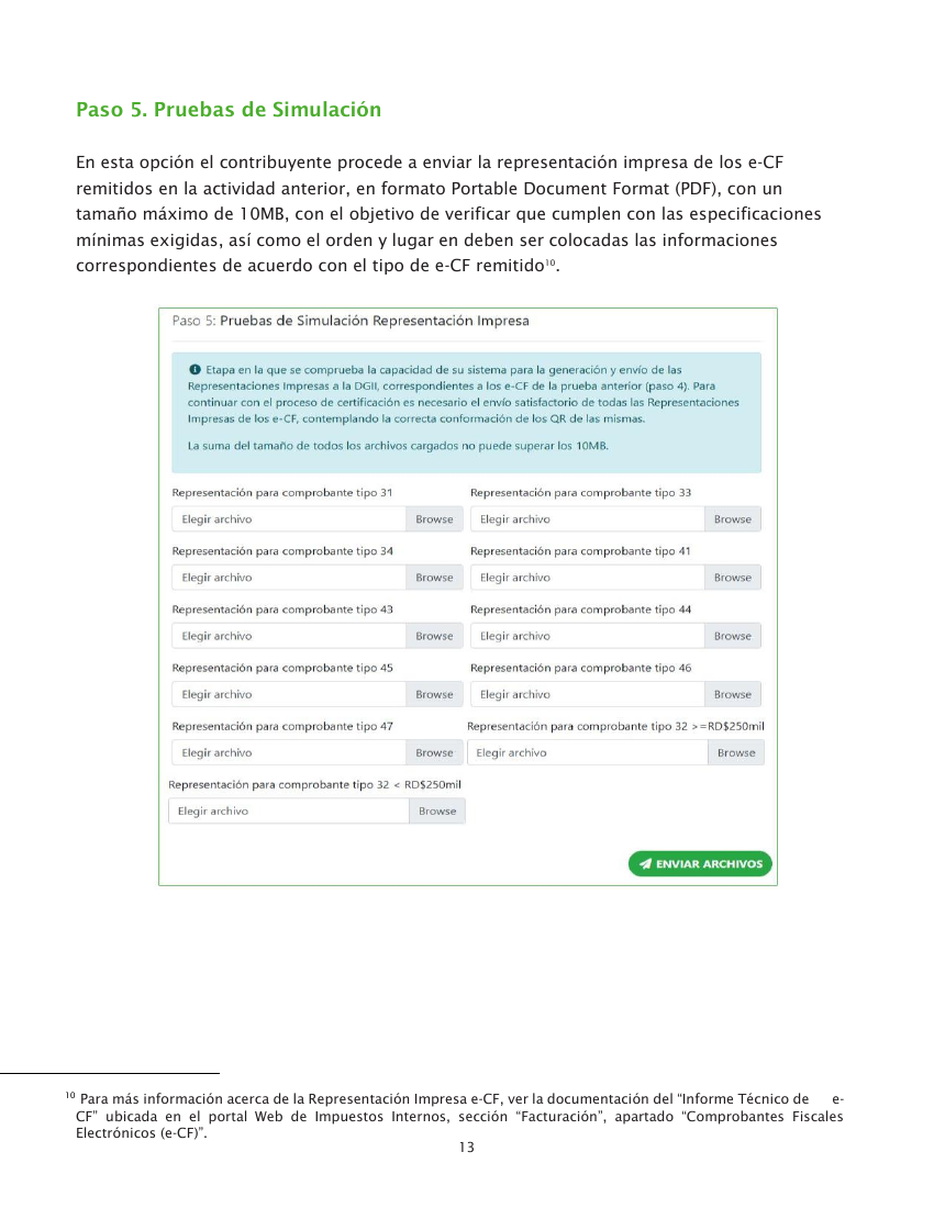 Referencia del instructivo DGII para el paso 5: PDF de las facturas